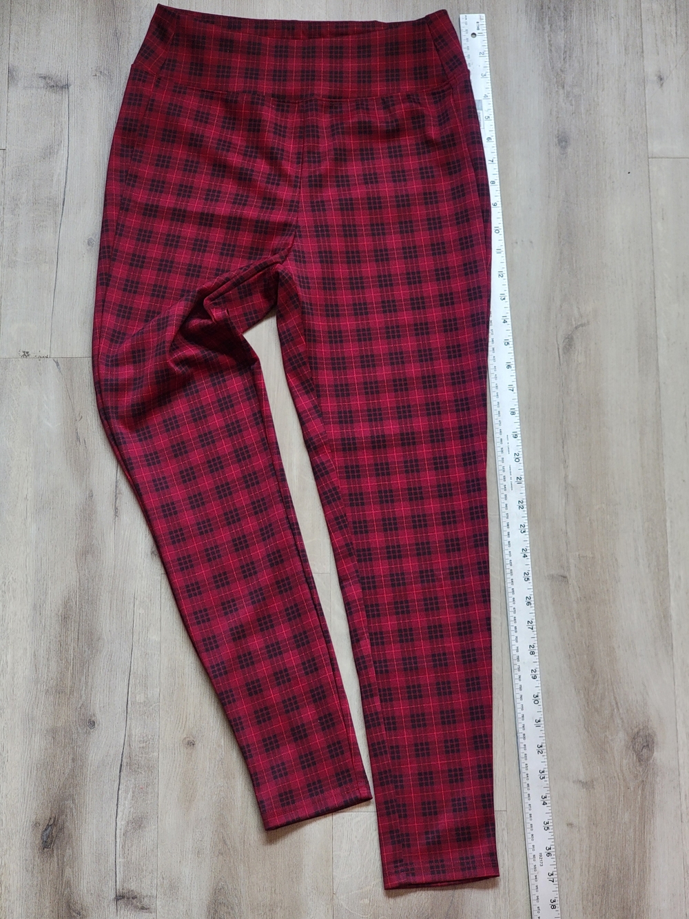 Gap Factory Red Plaid High Rise Ponte Leggings Skinny Pants Size Small Petite SP